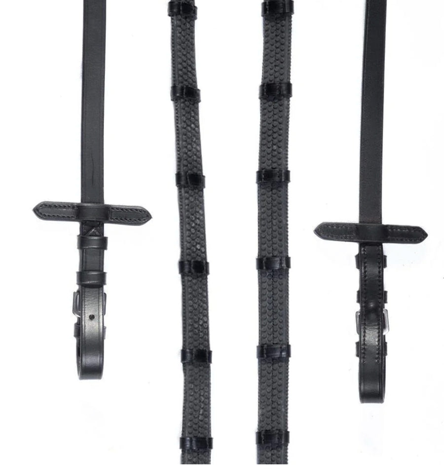 Rubber Grip Reins + Plaited Reins Pair Set