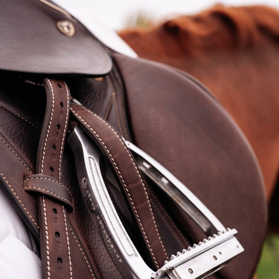 Stirrup Leathers with Safety Release (Pair + Stirrups)