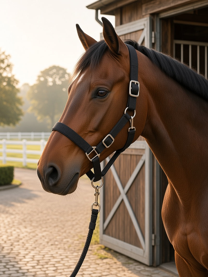 Capezza per cavallo Galopix RaceSafe - Nero - in uso